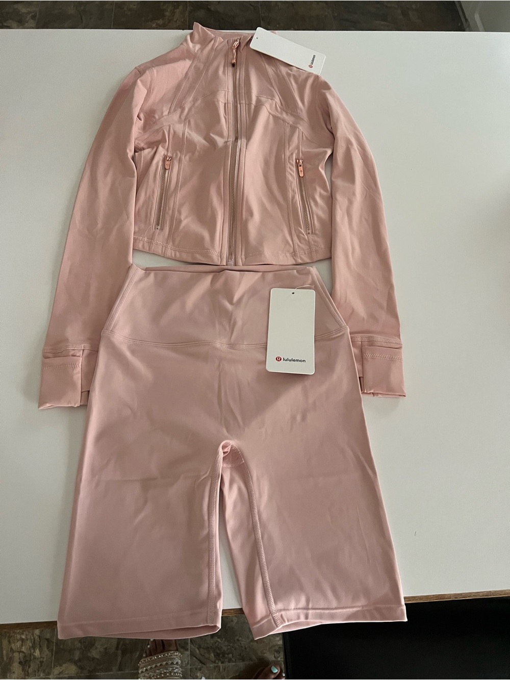XS Lululemon Athletica Light Pink Define Jacket and Align Shorts